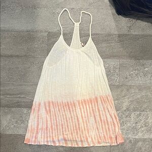 White and pink tie dye beach coverup